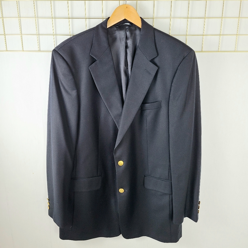 Brooks Brothers Brooksease Wool Navy Gold Button Blazer